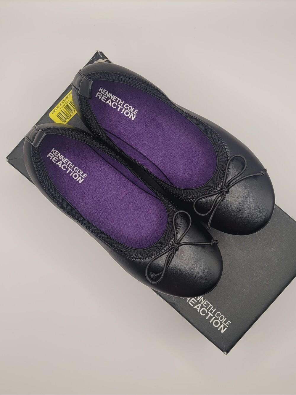 Kenneth Cole Reaction Black Ballet Flats with Purple Insole